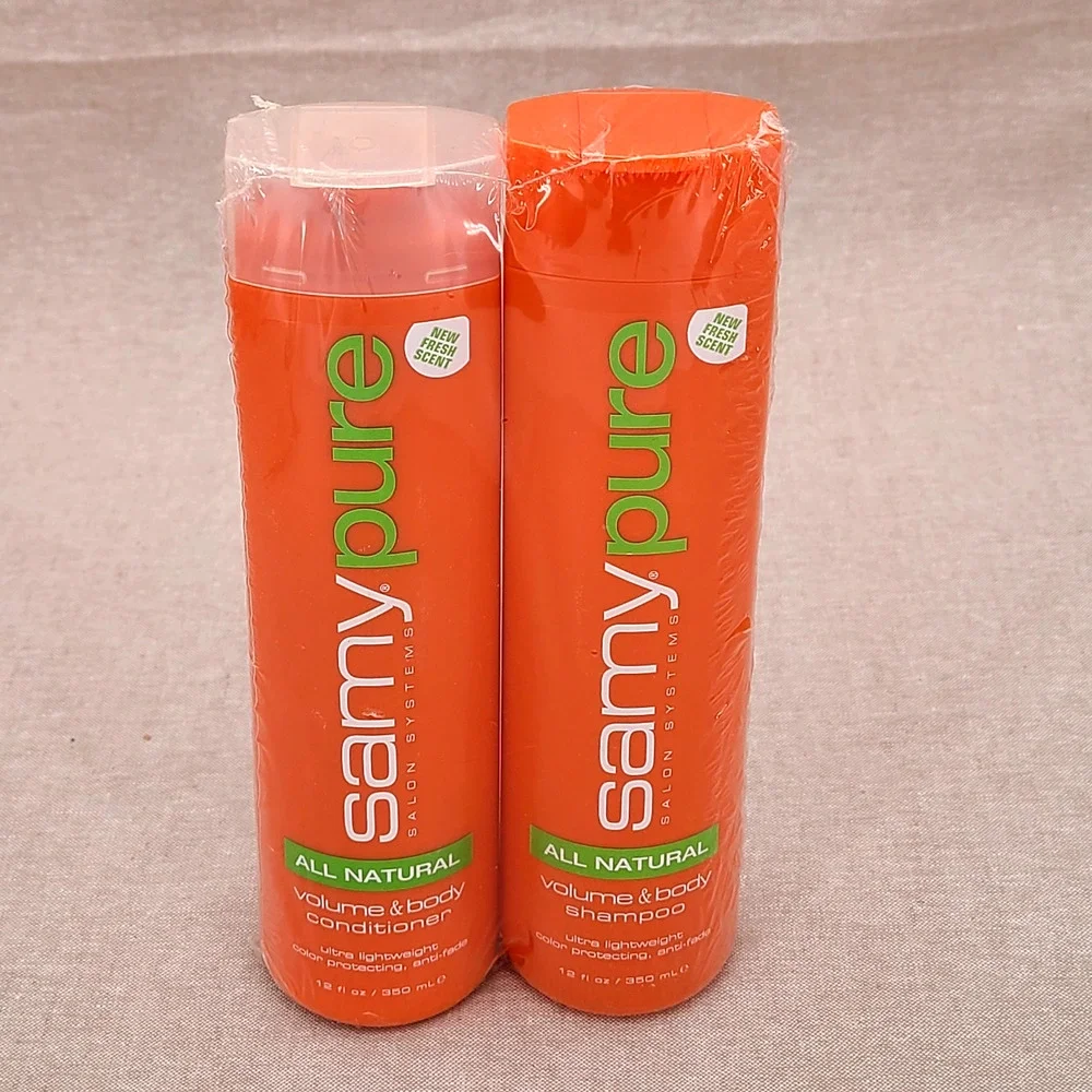 SAMY PURE All Natural VOLUME & BODY Shampoo Conditioner Hair Volumizing 12oz NOS